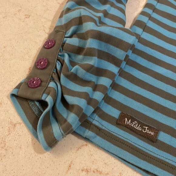 Matilda Jane striped top with purple buttons SZ 12 - Picture 4 of 4